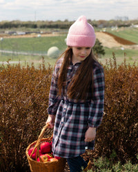 Shirt Flannel Dress With Belt Plaid Navy And Pink Dresses Deux par Deux 