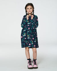 Jersey Long Sleeve Dress Navy Printed Bambi Dresses Deux par Deux 