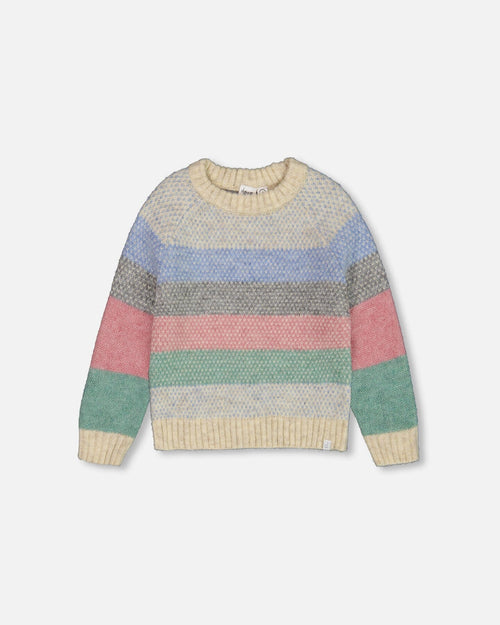 Horizontal Stripe Sweater Beige, Blue And Pink - G20KT73_000