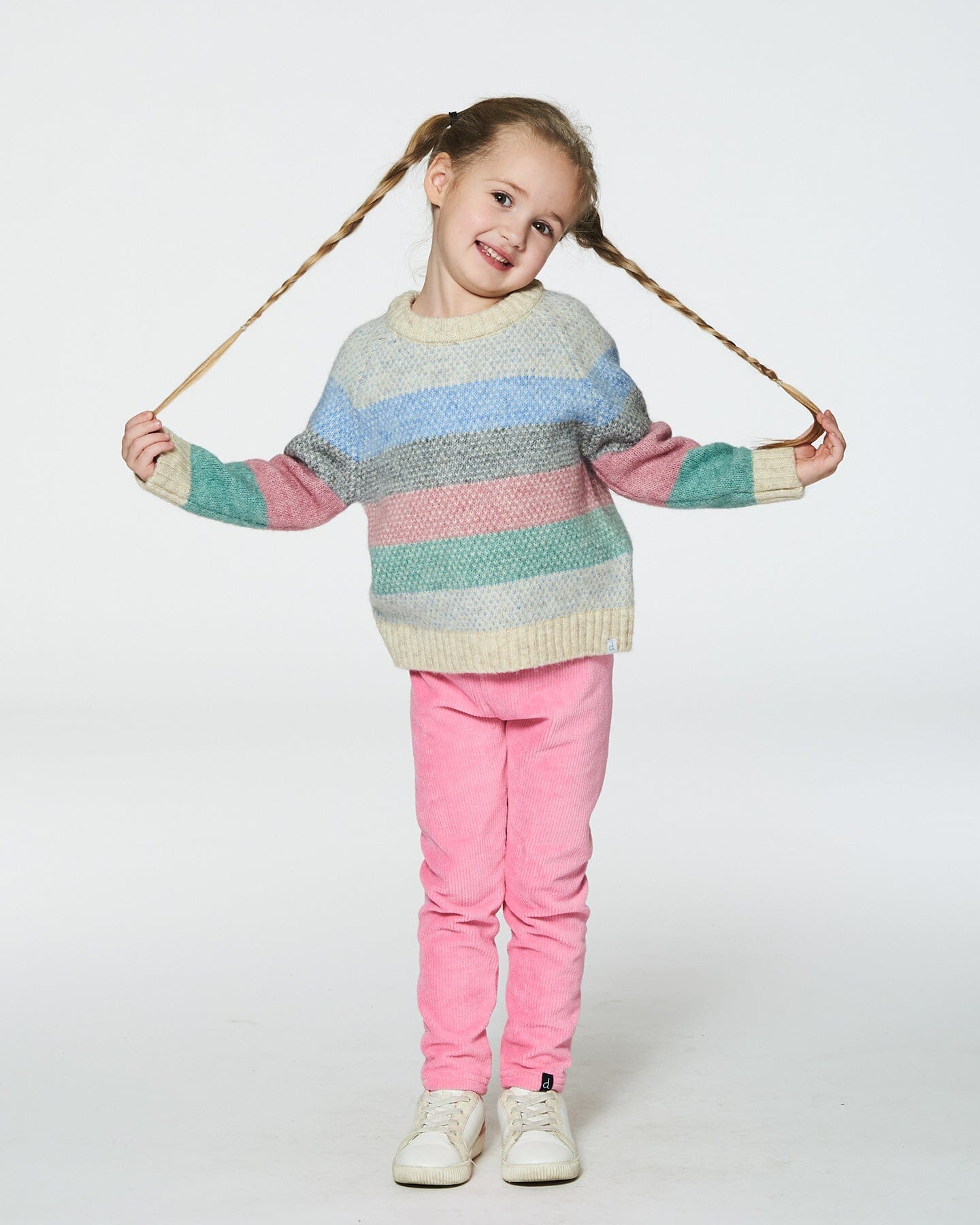 Horizontal Stripe Sweater Beige, Blue And Pink Sweaters & Hoodies Deux par Deux 