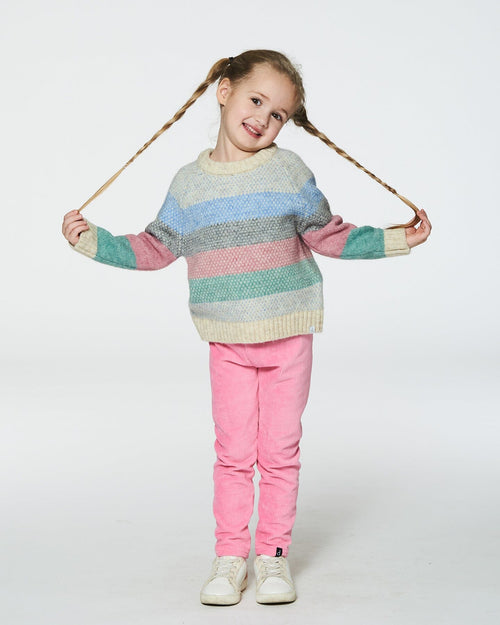 Horizontal Stripe Sweater Beige, Blue And Pink Sweaters & Hoodies Deux par Deux 