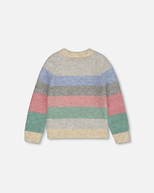 Horizontal Stripe Sweater Beige, Blue And Pink - G20KT73_000