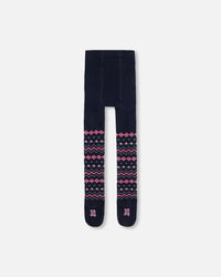 Norwegian Jacquard Tights Navy Accessories Deux par Deux 