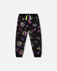 Joggers Black Printed Rainbow Hearts - G20L20_082