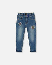 Jeans With Embroidery Patch Blue Denim - G20L21_123