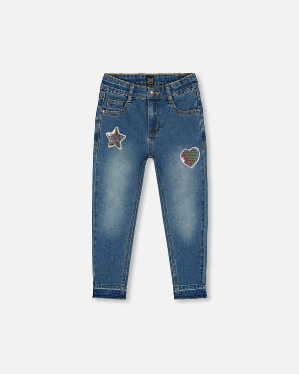 Jeans With Embroidery Patch Blue Denim - G20L21_123