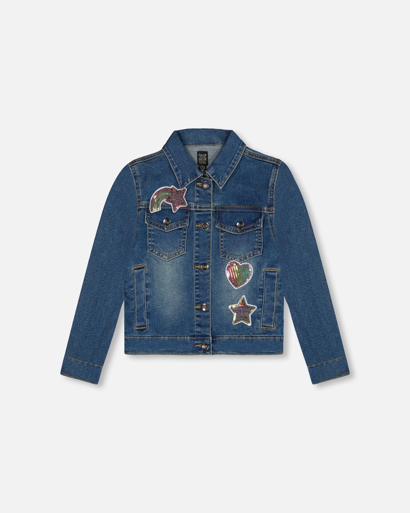 Denim Jacket With Embroidery Patch - G20L52_123