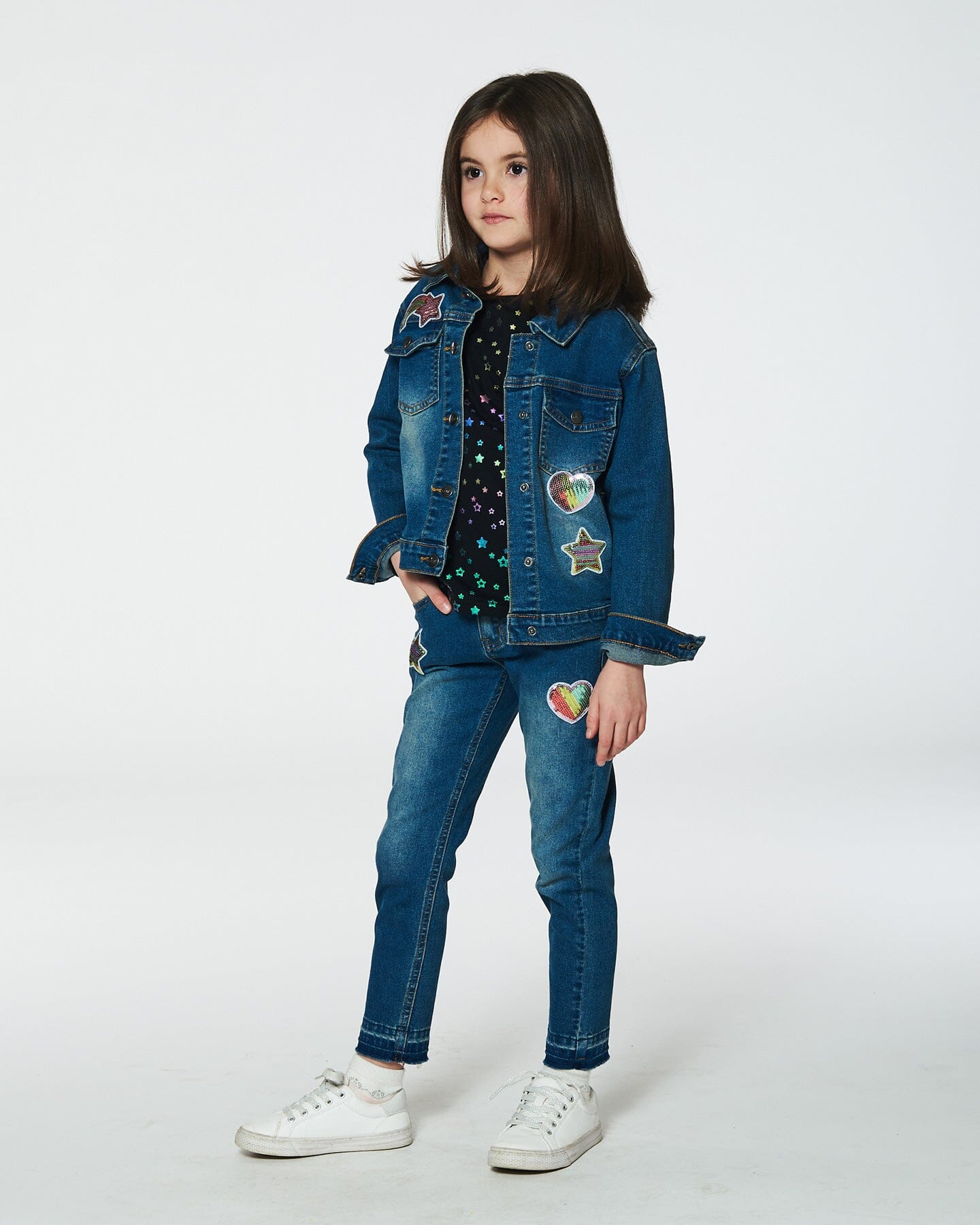 Denim Jacket With Embroidery Patch Sweaters & Hoodies Deux par Deux 