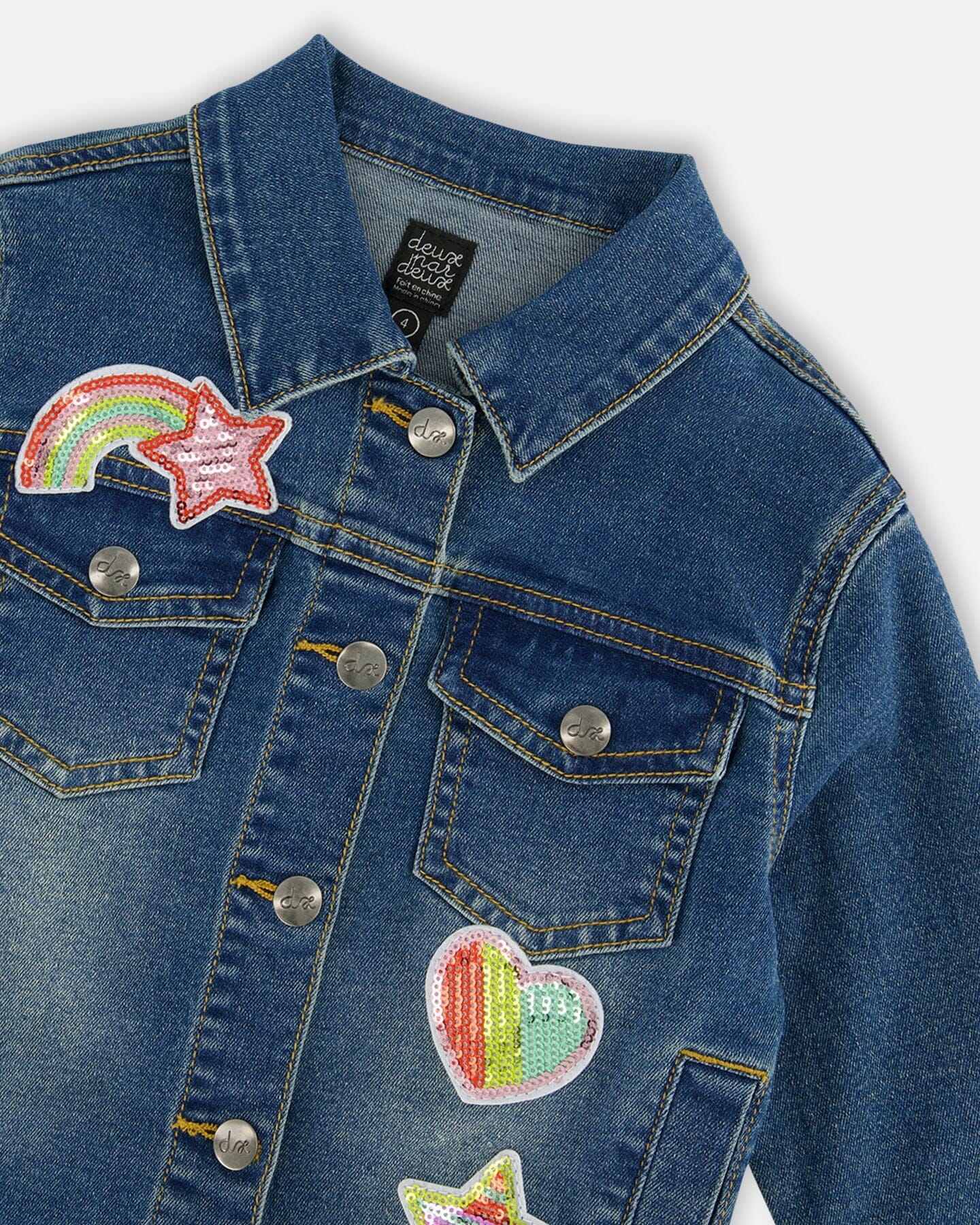 Denim Jacket With Embroidery Patch - G20L52_123