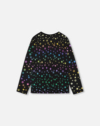 Long Sleeve T-Shirt Foil Black Printed Stars - G20L72_081