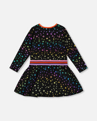 Foil Black Printed Stars Dress - G20L88_081