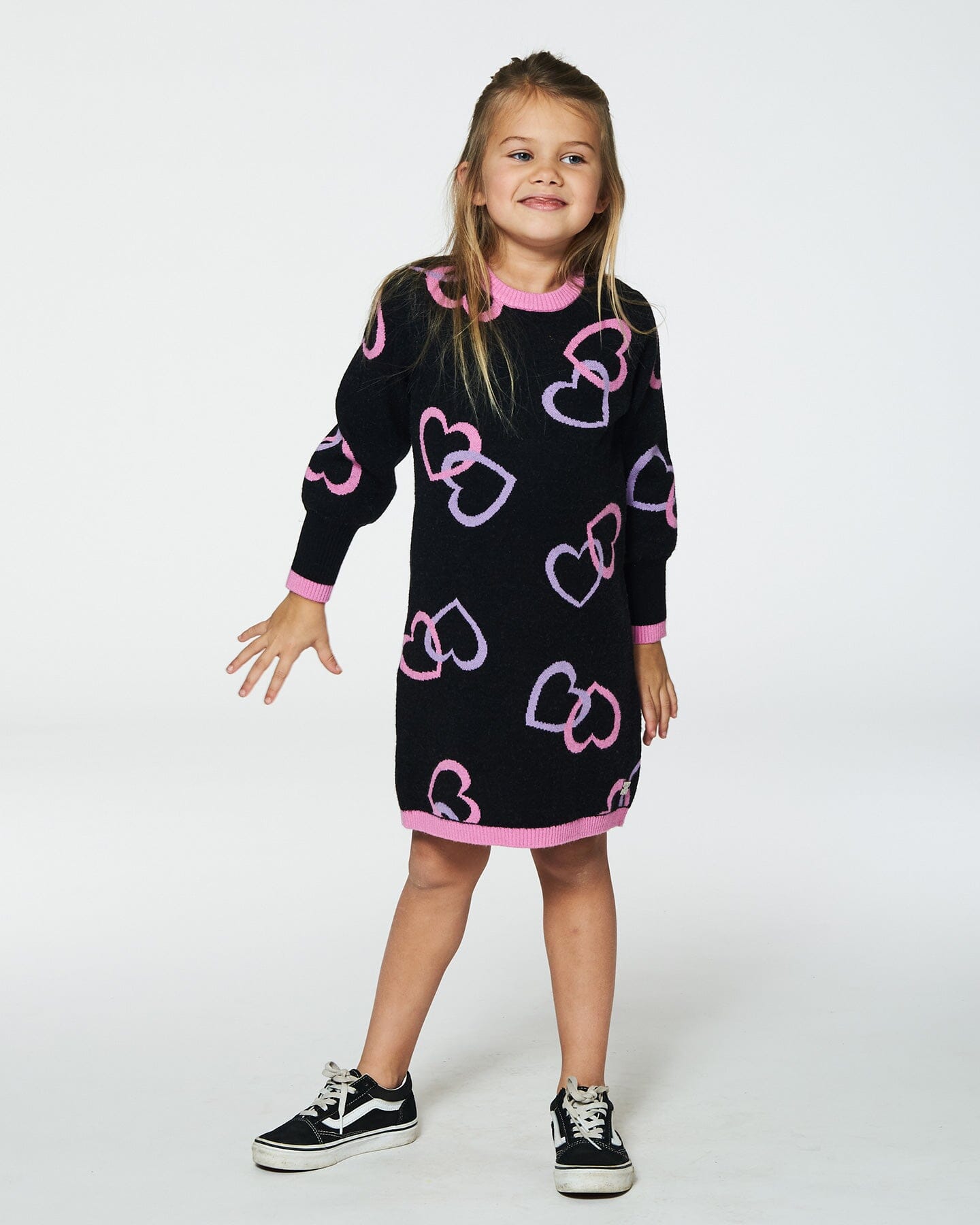 Jacquard Hearts Dress Black Dresses Deux par Deux 