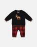 Fleece Sweatshirt And Pant Set Plaid Black And Red Sets Deux par Deux 