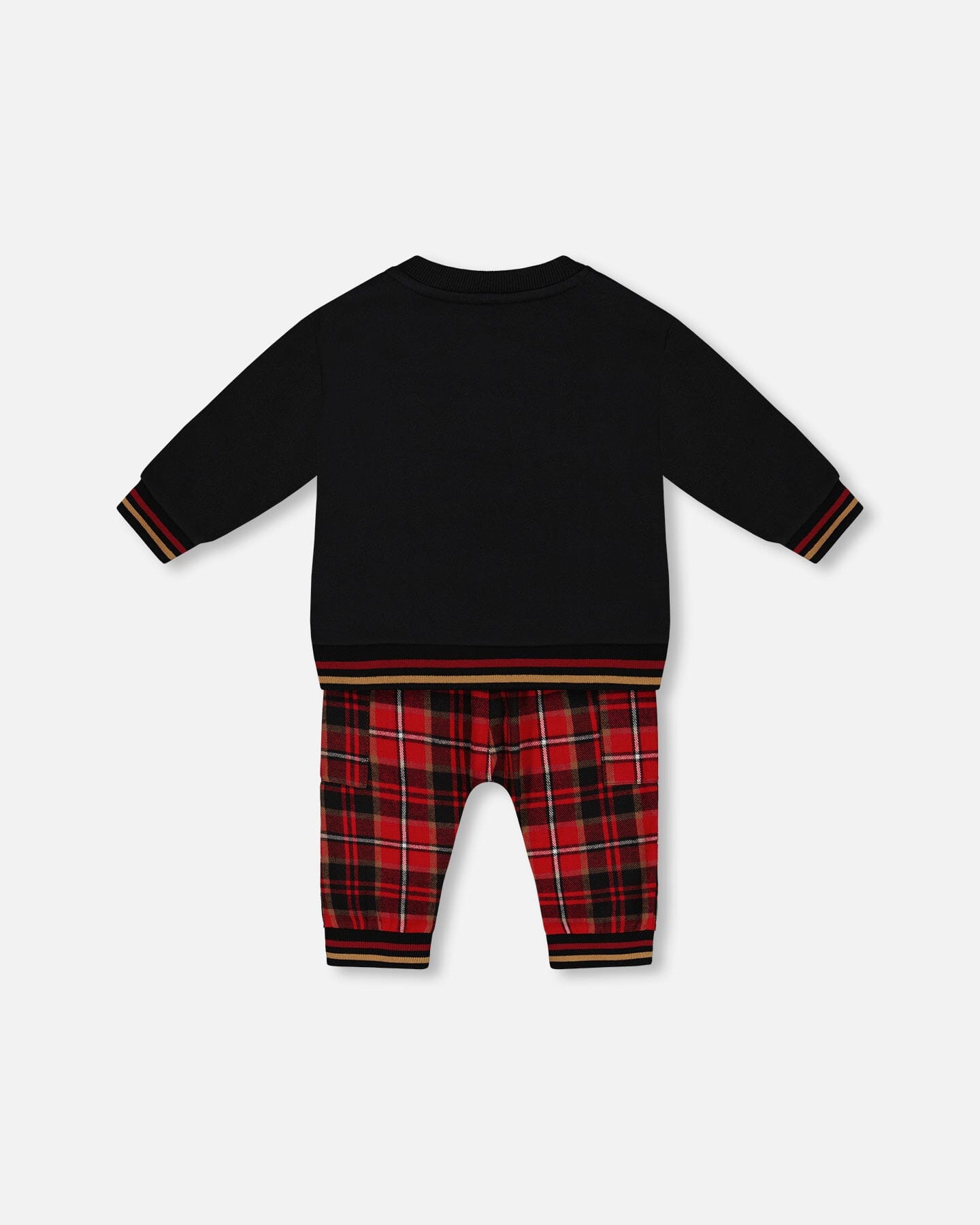 Fleece Sweatshirt And Pant Set Plaid Black And Red Sets Deux par Deux 