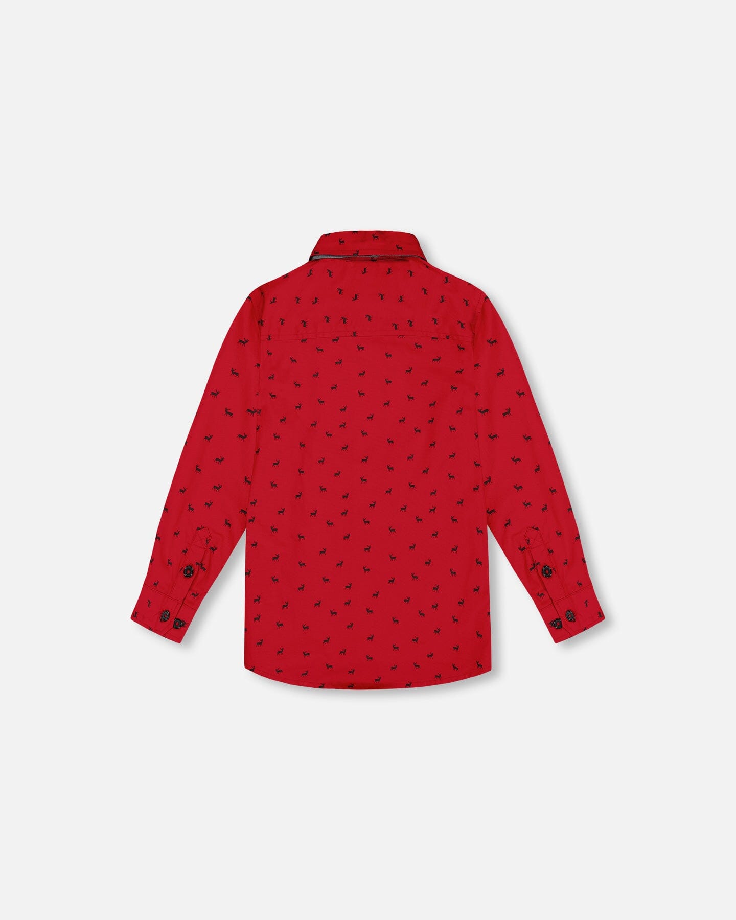 Printed Reindeer Poplin Shirt With Bow Tie Red Tees & Tops Deux par Deux 