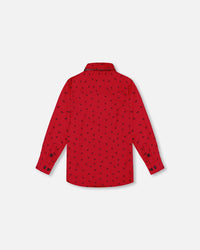 Printed Reindeer Poplin Shirt With Bow Tie Red Tees & Tops Deux par Deux 