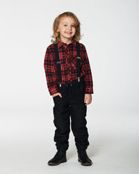 Long Sleeve Button Down Flannel Shirt Plaid Black And Red Tees & Tops Deux par Deux 