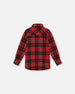 Long Sleeve Button Down Flannel Shirt Plaid Black And Red Tees & Tops Deux par Deux 