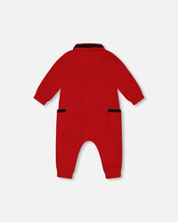 Button Front Jumpsuit Red Mix One-Piece & Baby Rompers Deux par Deux 