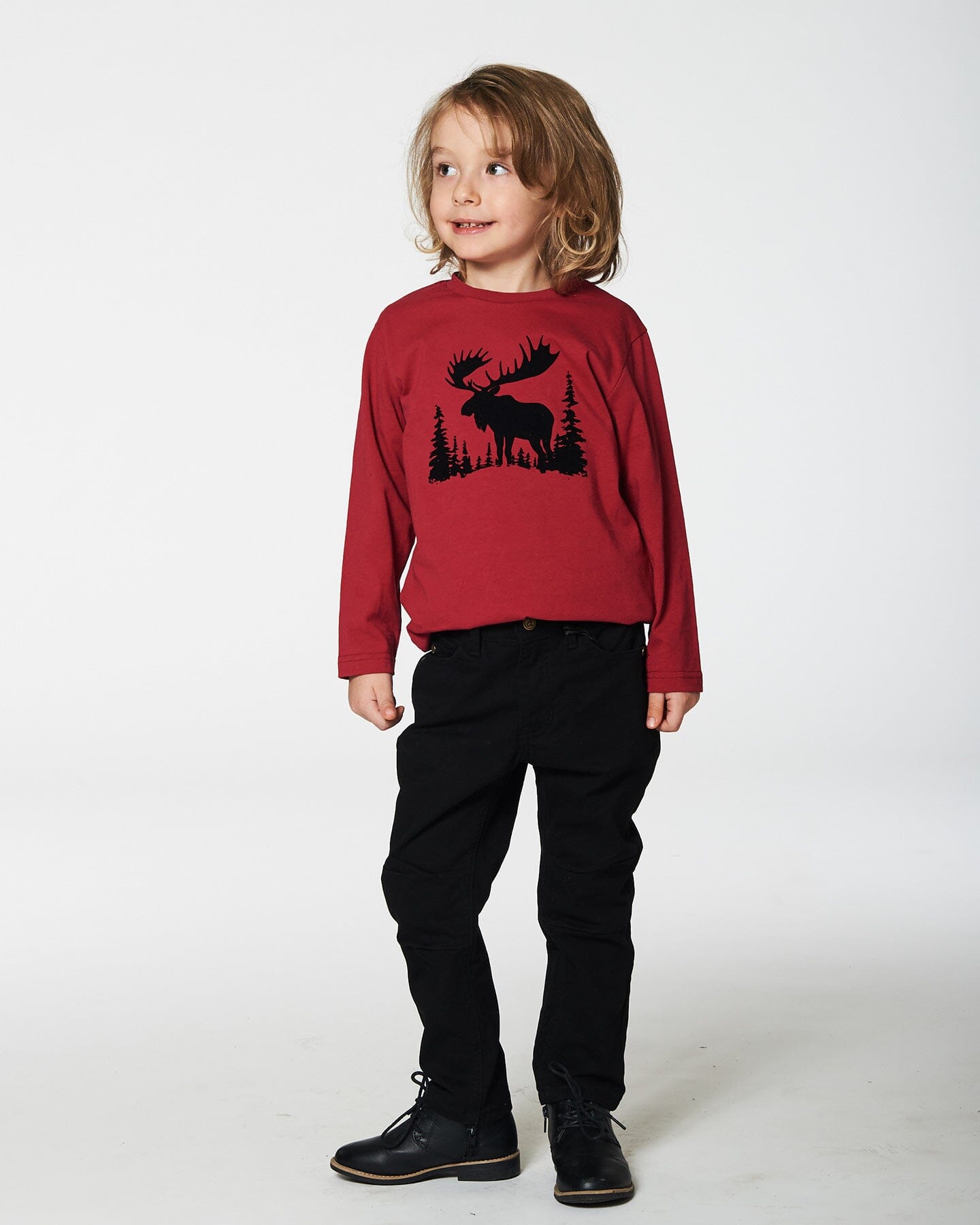 T-Shirt Red With Moose Print Tees & Tops Deux par Deux 