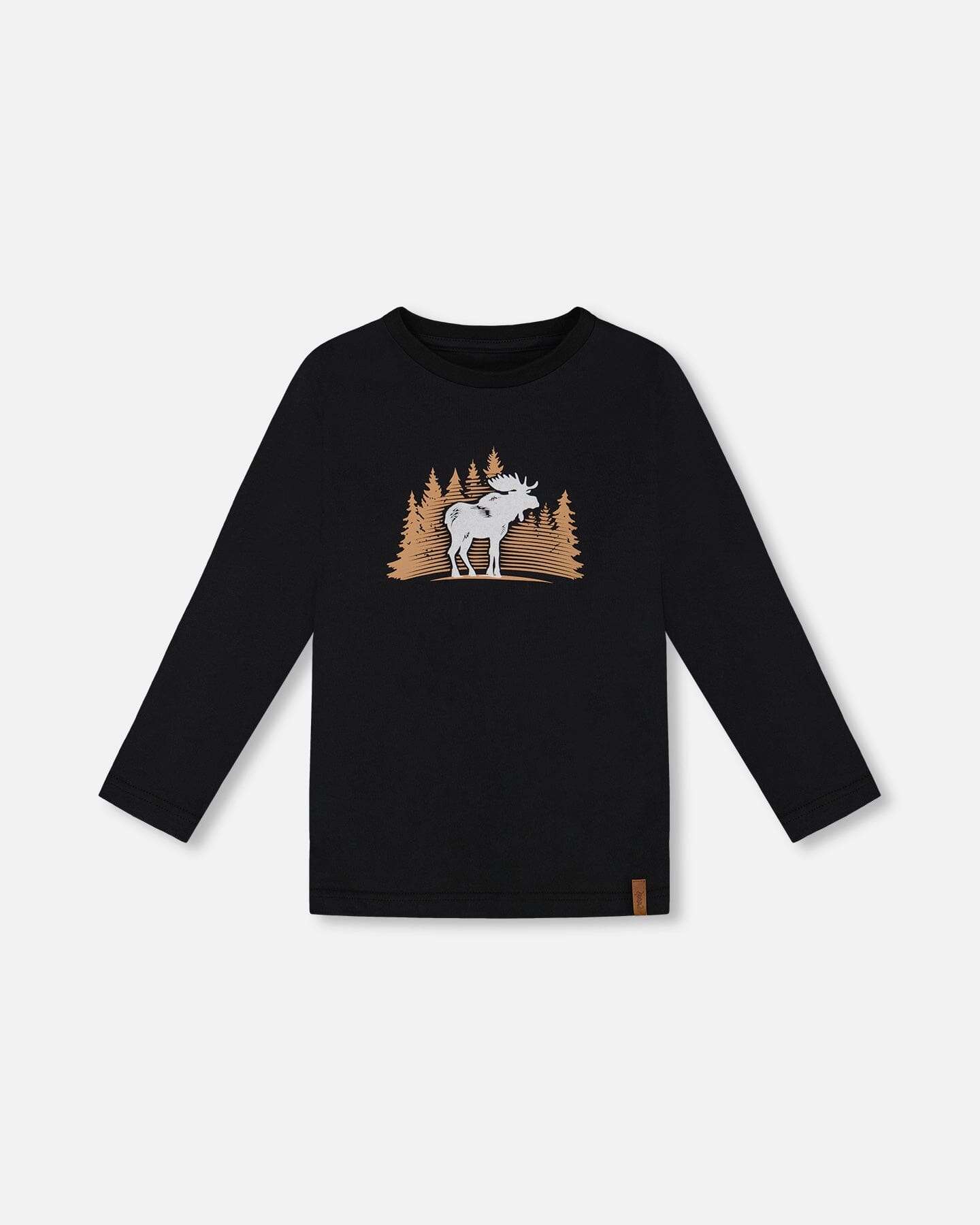 T-Shirt With Moose Print Black Tees & Tops Deux par Deux 