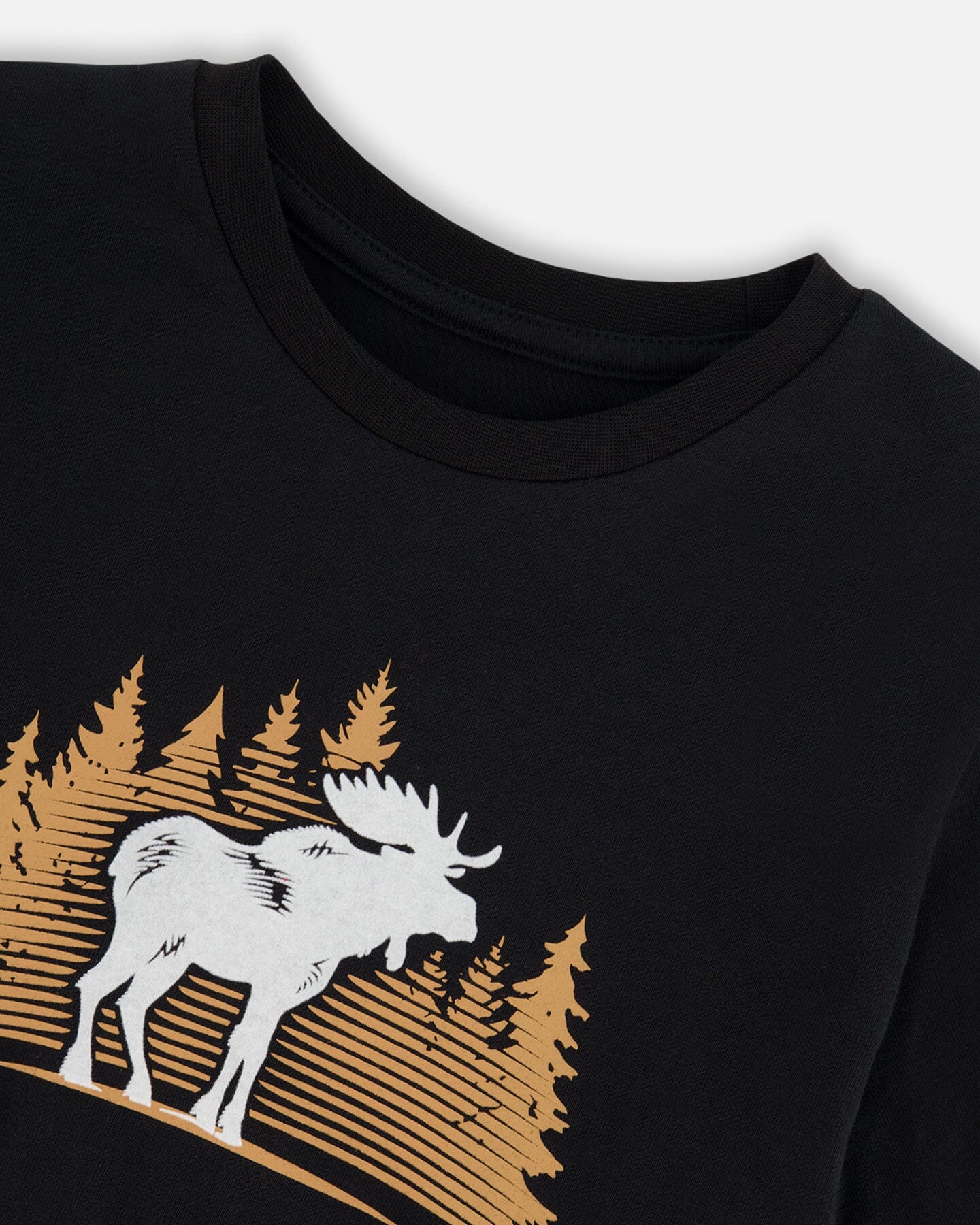 T-Shirt With Moose Print Black Tees & Tops Deux par Deux 