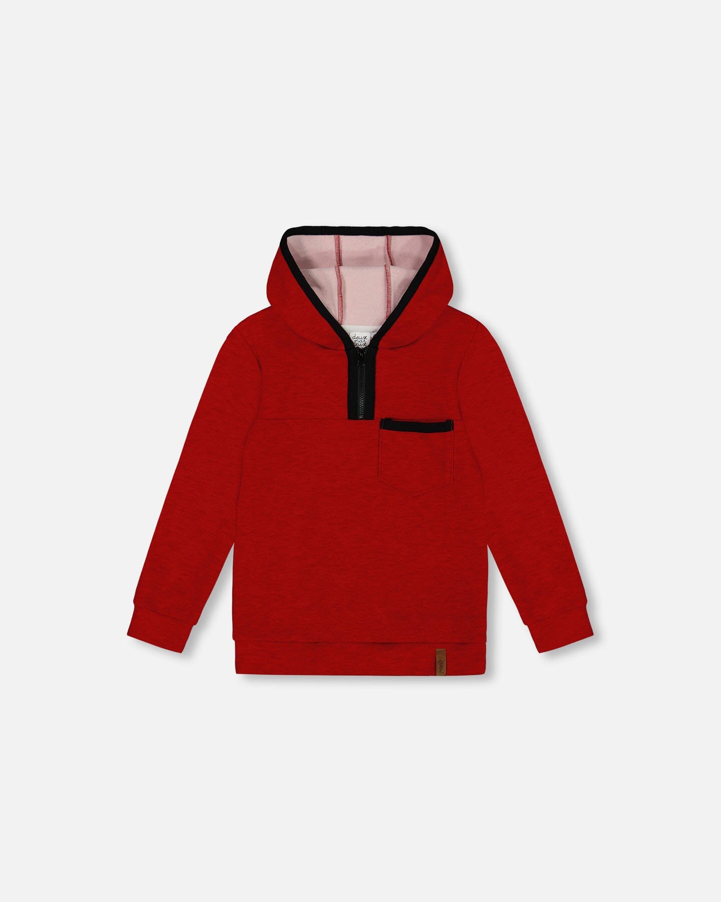 Hooded T-Shirt With Zip Red Mix Tees & Tops Deux par Deux 