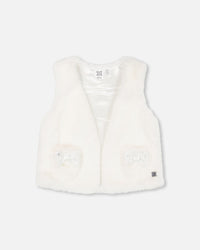 Faux Fur Vest Off White Sweaters & Hoodies Deux par Deux 