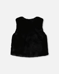 Faux Fur Vest Black Sweaters & Hoodies Deux par Deux 