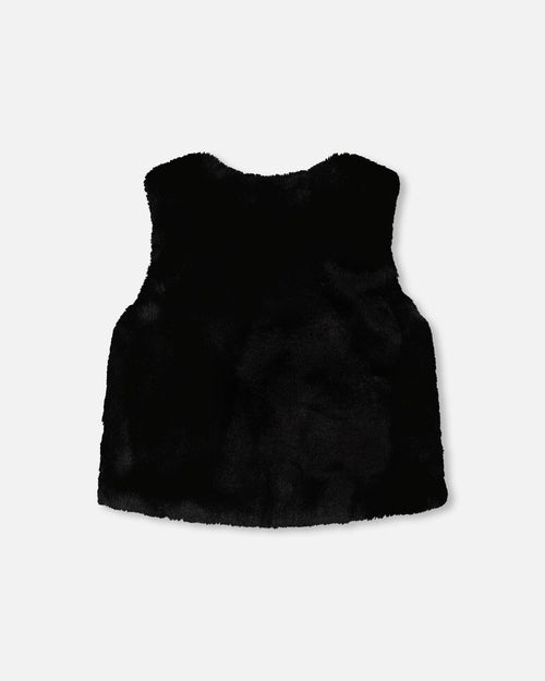 Faux Fur Vest Black Sweaters & Hoodies Deux par Deux 