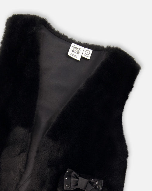 Faux Fur Vest Black Sweaters & Hoodies Deux par Deux 