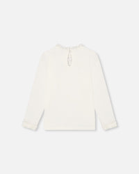 T-Shirt With Frill And Print Off White Tees & Tops Deux par Deux 