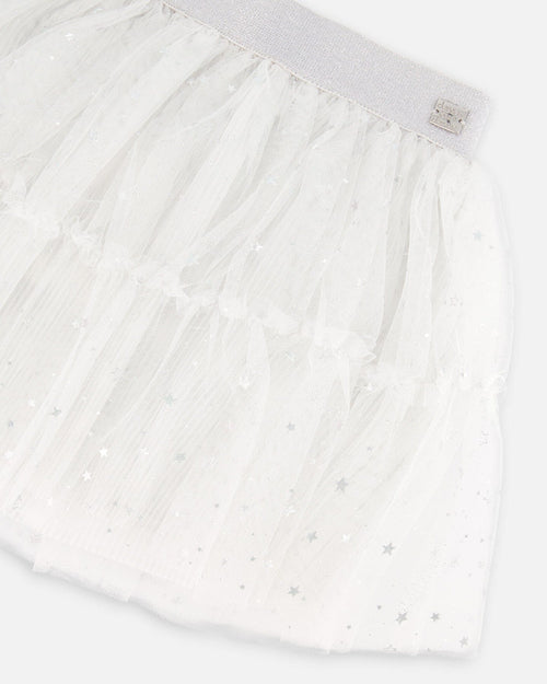 Glittering Tulle Skirt Off White Skirts Deux par Deux 