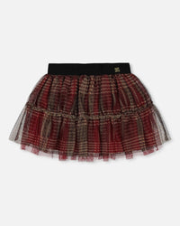 Glittering Tulle Skirt Red Plaid Skirts Deux par Deux 