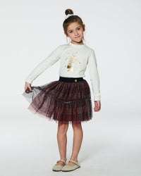 Glittering Tulle Skirt Red Plaid Skirts Deux par Deux 