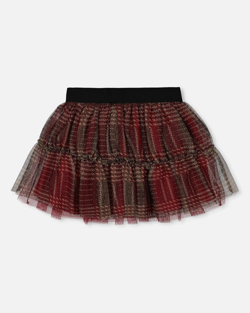 Glittering Tulle Skirt Red Plaid Skirts Deux par Deux 