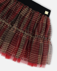 Glittering Tulle Skirt Red Plaid Skirts Deux par Deux 