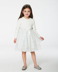 Bi-Material Dress With Glittering Tulle Skirt Off White Dresses Deux par Deux 