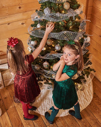 Short Sleeve Dress With Pleated Skirt Metallic Green Dresses Deux par Deux 