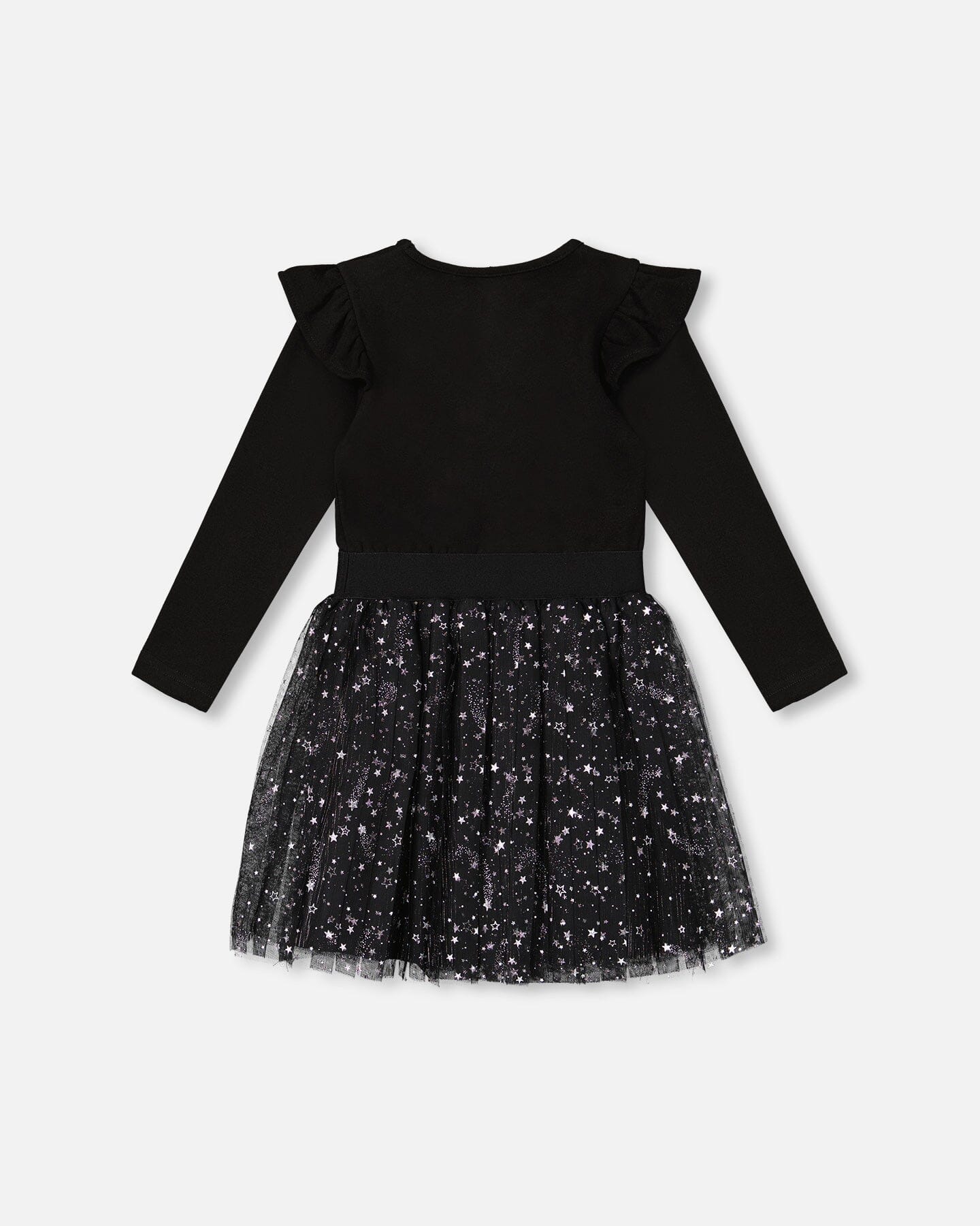 Long Sleeve Dress With Glittering Tulle Skirt Black Dresses Deux par Deux 