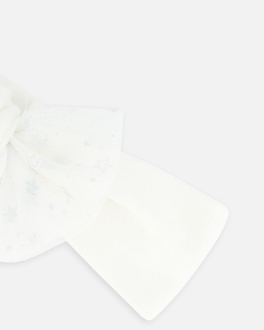 Headband With Glittering Tulle Bow Off White Accessories Deux par Deux 