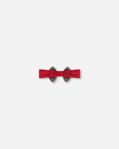 Headband With Glittering Tulle Bow Red Plaid Accessories Deux par Deux 