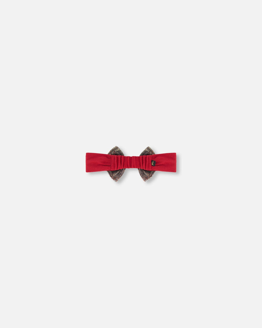 Headband With Glittering Tulle Bow Red Plaid Accessories Deux par Deux 