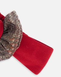 Headband With Glittering Tulle Bow Red Plaid Accessories Deux par Deux 