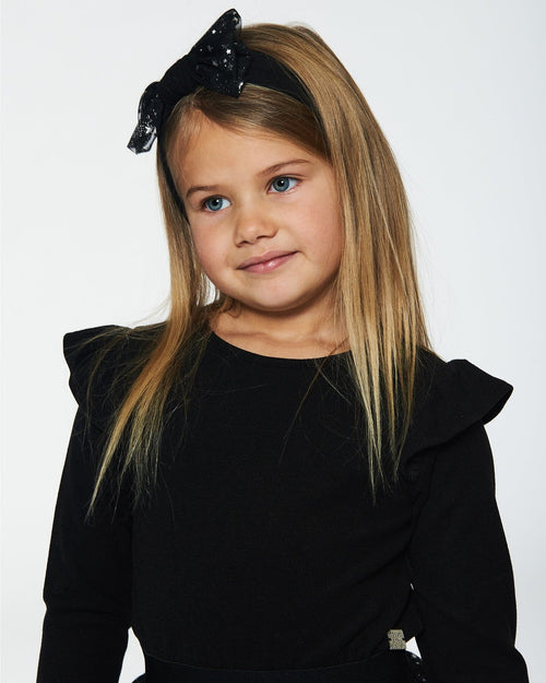 Headband With Glittering Tulle Bow Black Accessories Deux par Deux 