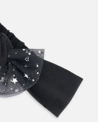 Headband With Glittering Tulle Bow Black Accessories Deux par Deux 