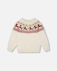 Sweater With Christmas Intarsia Off White And Red Sweaters & Hoodies Deux par Deux 