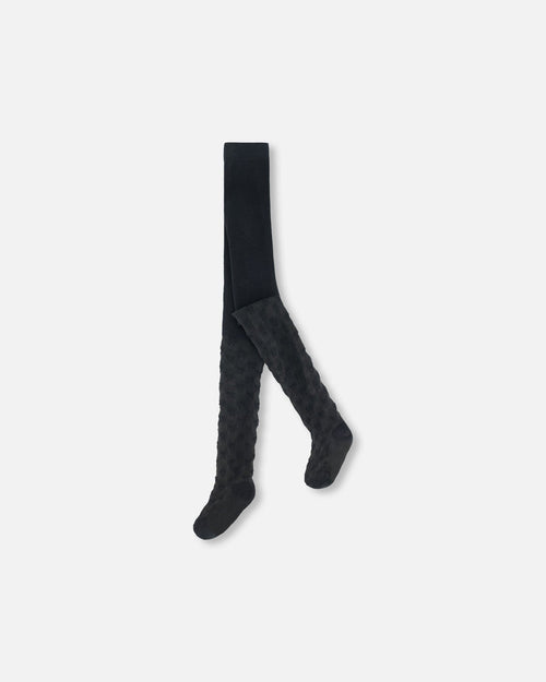 Tights With Bow Jacquard Black Accessories Deux par Deux 