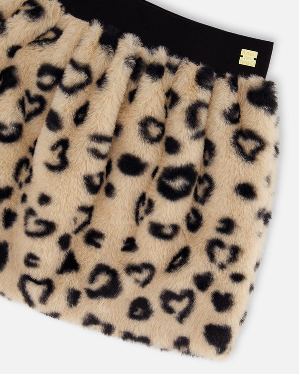 Printed Faux Fur Skirt Leopard - G20O80_000