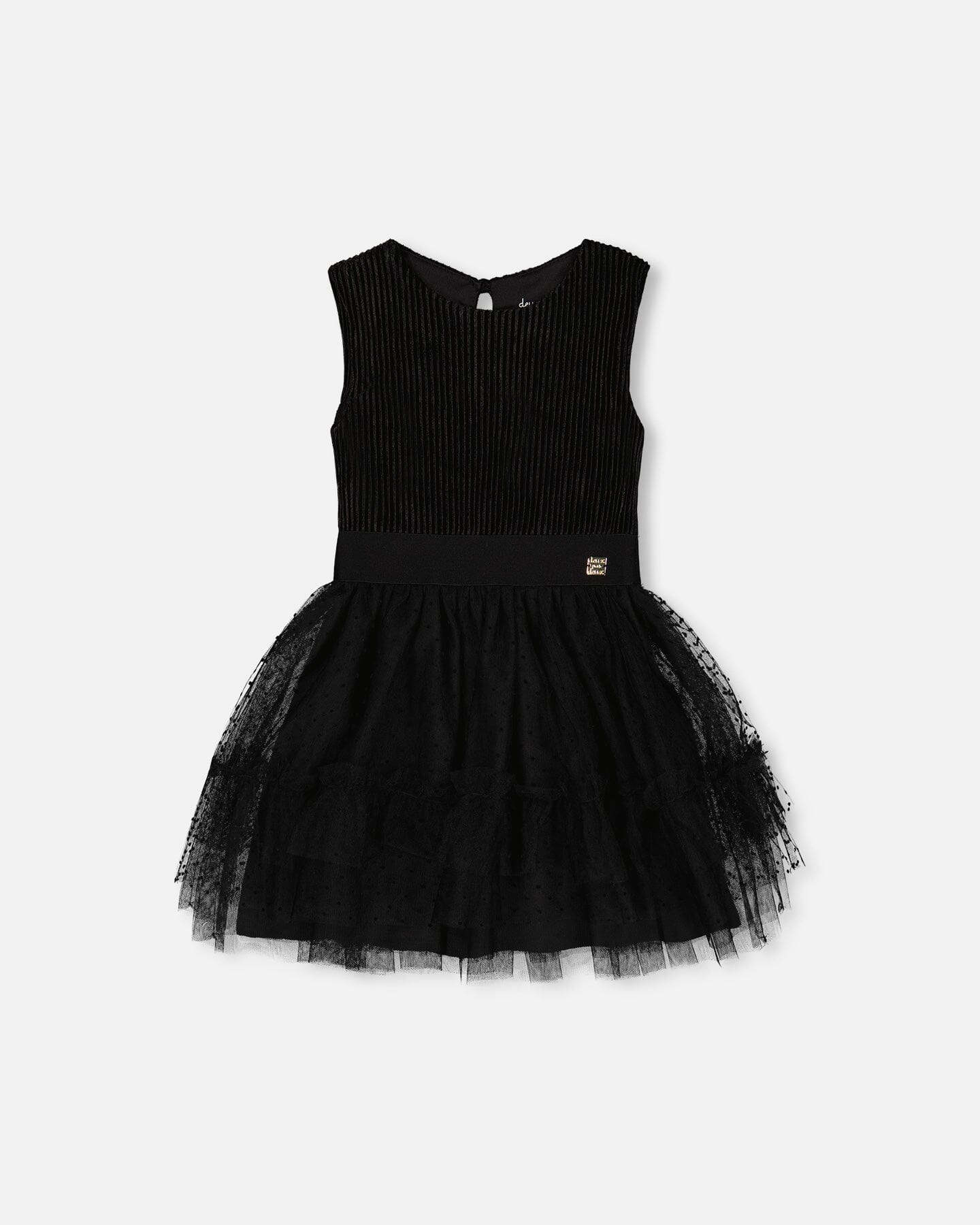 Sleeveless Dress With Tulle Skirt Black - G20O87_999